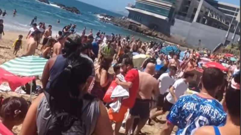 Caos en Viña del Mar: Pelea en la playa Caleta Abarca causa temor en los turistas